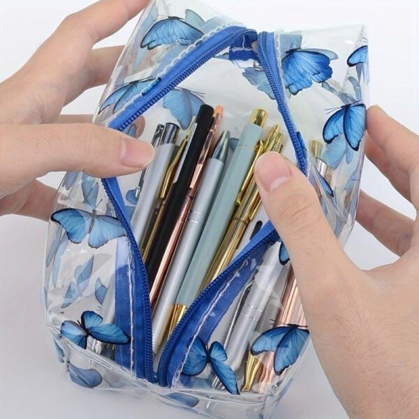 TRANSPARENT WITH BLUE BUTTERFLY COSMETICS POUCH - Image 5