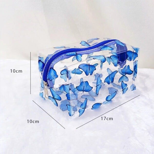 TRANSPARENT WITH BLUE BUTTERFLY COSMETICS POUCH - Image 4