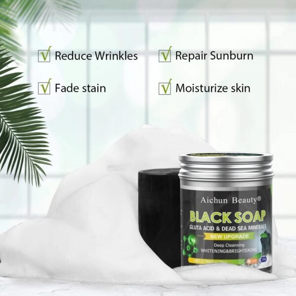 AICHUN BEAUTY GLUTA ACID & DEAD SEA MINERALS BLACK SOAP - Image 2