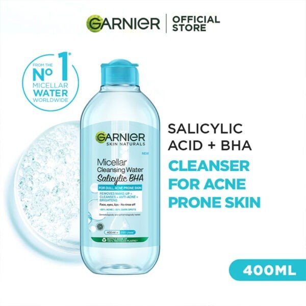 GARNIER FAST CLEAR MICELLAR WATER WITH SALICYLIC ACID FOR ACNE PRONE SKIN 400ML - Image 4