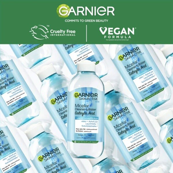 GARNIER FAST CLEAR MICELLAR WATER WITH SALICYLIC ACID FOR ACNE PRONE SKIN 400ML - Image 3