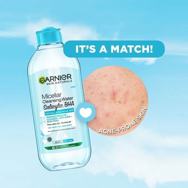 GARNIER FAST CLEAR MICELLAR WATER WITH SALICYLIC ACID FOR ACNE PRONE SKIN 400ML - Image 8
