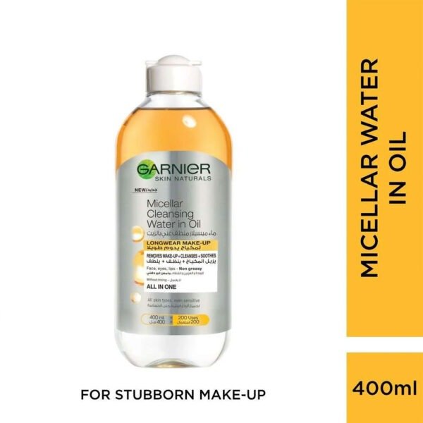 GARNIER MICELLAR WATER OIL-INFUSED FACIAL CLEANSER AND WATERPROOF MAKEUP REMOVER 400ml - Image 5