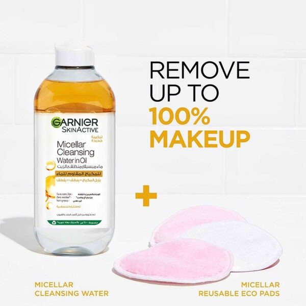 GARNIER MICELLAR WATER OIL-INFUSED FACIAL CLEANSER AND WATERPROOF MAKEUP REMOVER 400ml - Image 2