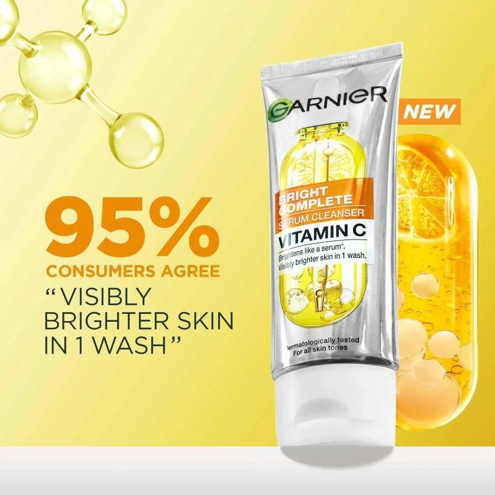 GARNIER BRIGHT COMPLETE VITAMIN C SERUM CLEANSER