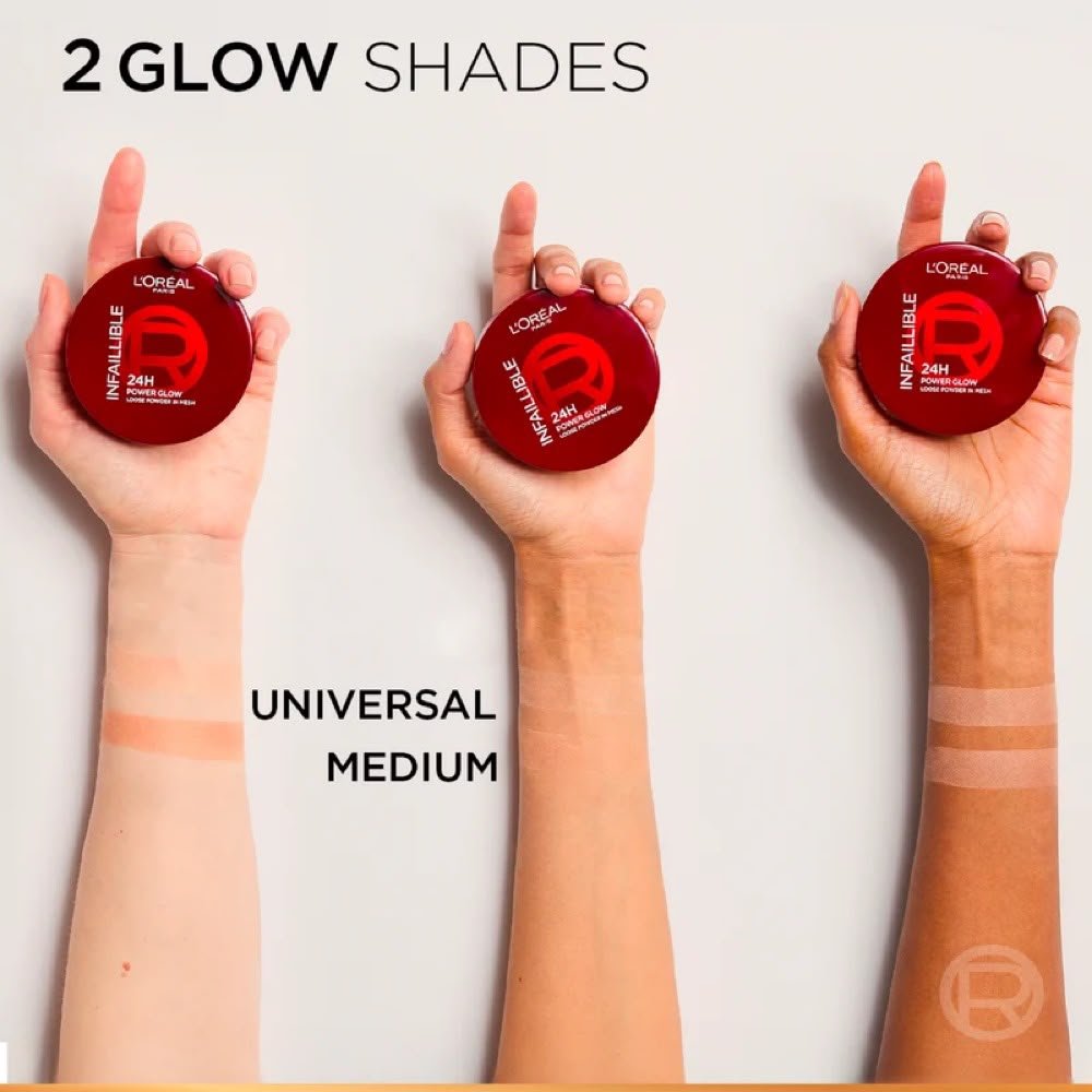 L’Oréal Paris Infallible 24H Power Glow Loose Powder in Mesh, Pore Blurring, Radiant Glow, and Hydrating Formula