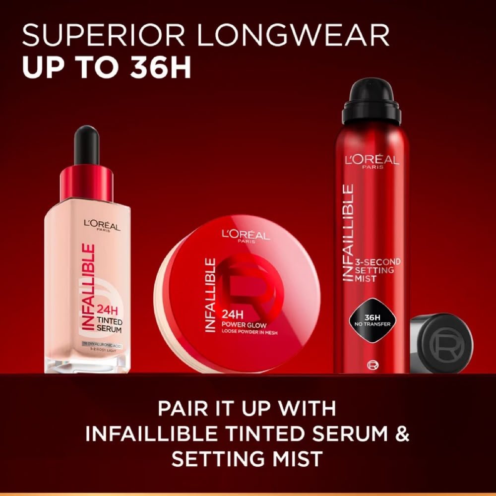 L’Oréal Paris Infallible 24H Power Glow Loose Powder in Mesh, Pore Blurring, Radiant Glow, and Hydrating Formula