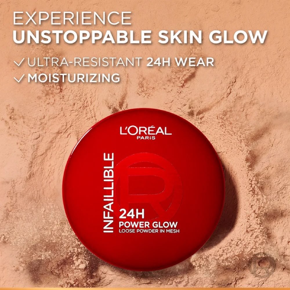 L’Oréal Paris Infallible 24H Power Glow Loose Powder in Mesh, Pore Blurring, Radiant Glow, and Hydrating Formula