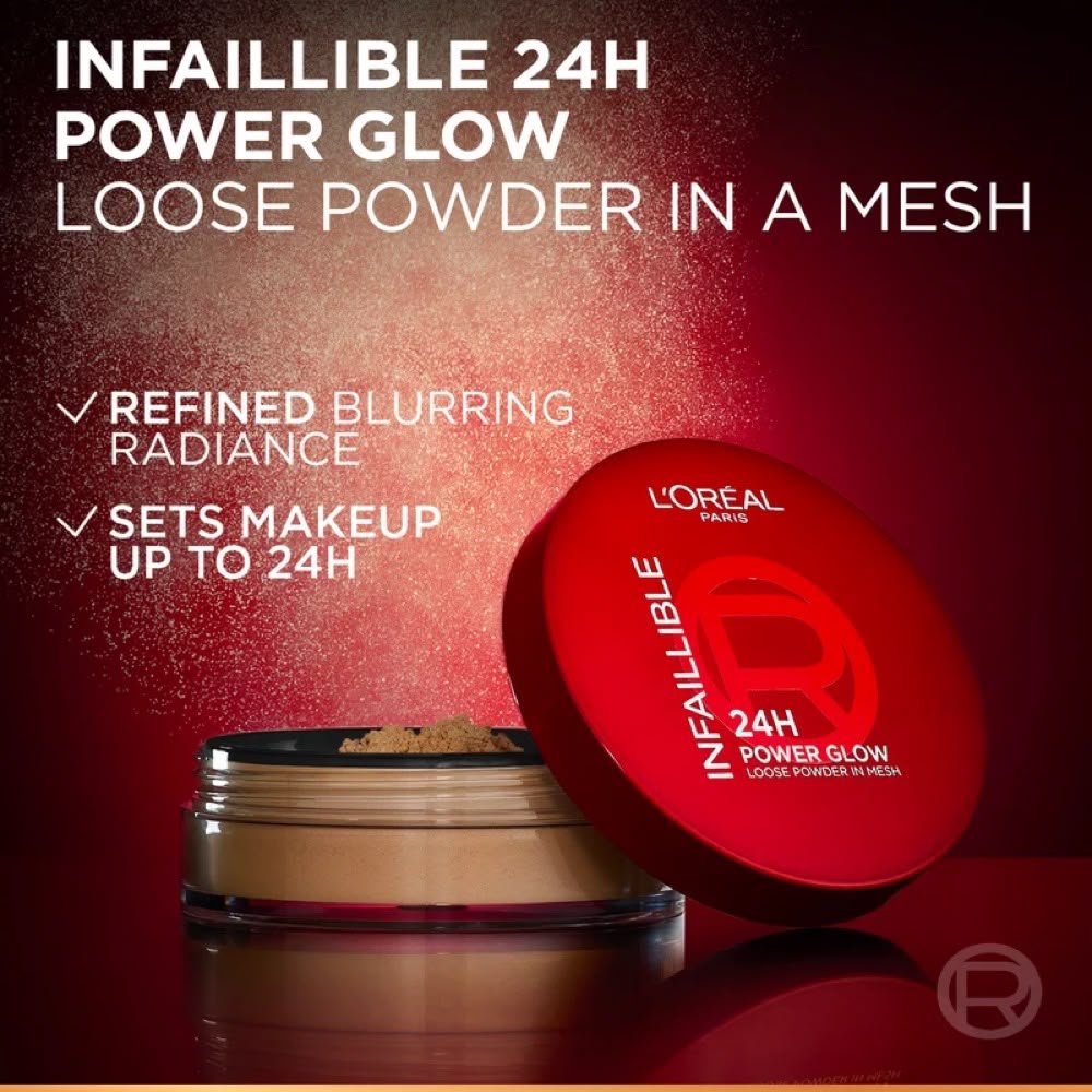 L’Oréal Paris Infallible 24H Power Glow Loose Powder in Mesh, Pore Blurring, Radiant Glow, and Hydrating Formula
